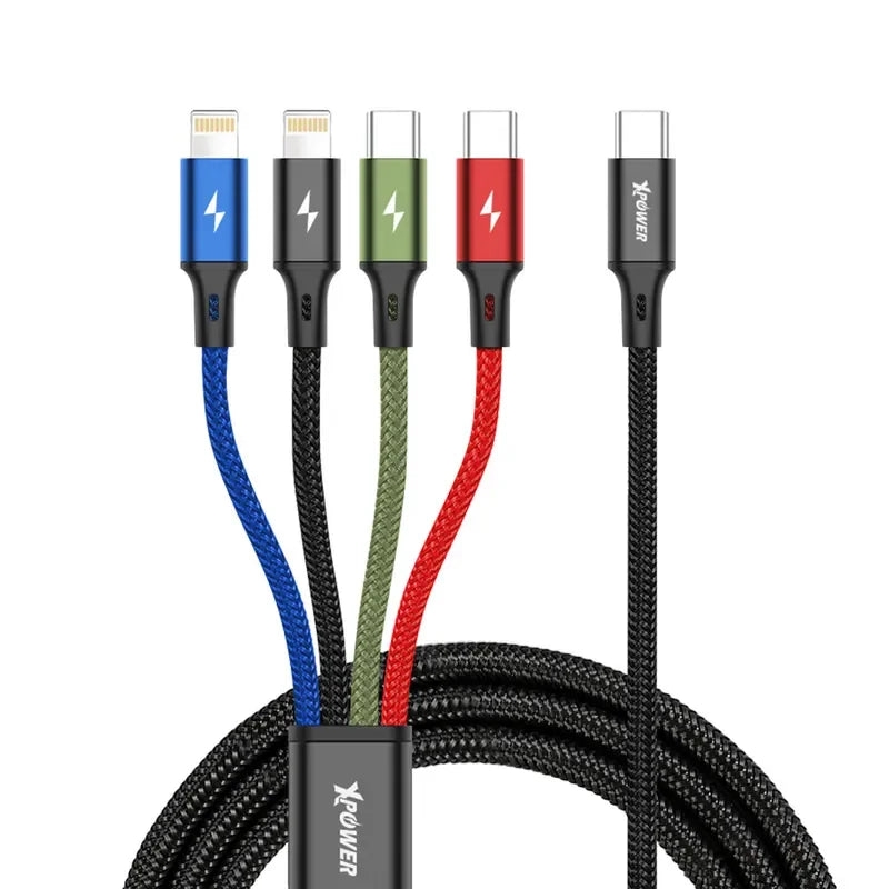 Xpower Type-C 4in1 1.2m Cable - Black - Tashqila Xpower Type-C 4in1 1.2m Cable - Black - Tashqila
